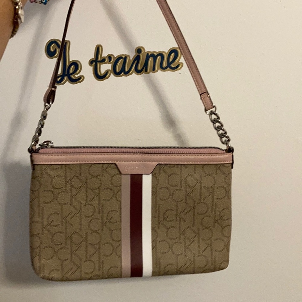 Pink stripe CK shoulder bag